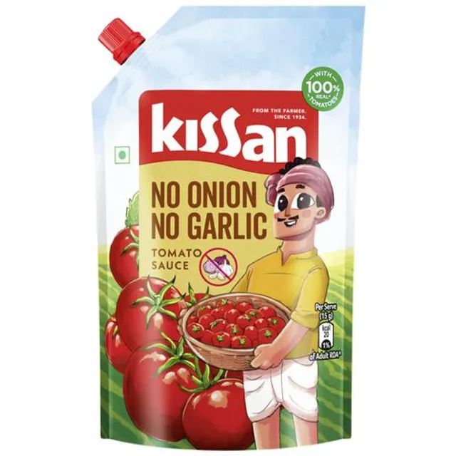 KISSAN NO ONION NO GARLIC TOMATO SAUCE | 425 GM POUCH